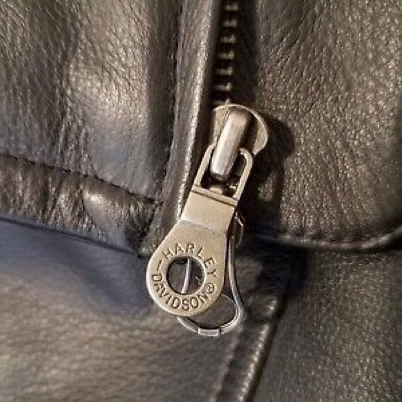 Harley-Davidson Soft Black Leather Moto Embroidered Logo Riding Zippered Jacket - Picture 9 of 16